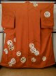 Photo1: M0328O Used Japanese women  Orange TSUKESAGE formal / Silk. Peony,   (Grade C) (1)