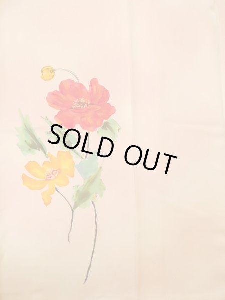 Photo5: M0328P Used Japanese womenPale Light Orange TSUKESAGE formal / Silk. Flower   (Grade C) (5)