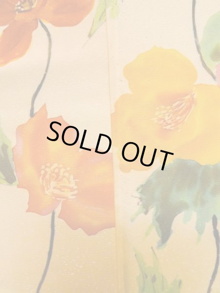 Photo6: M0328P Used Japanese womenPale Light Orange TSUKESAGE formal / Silk. Flower   (Grade C) (6)