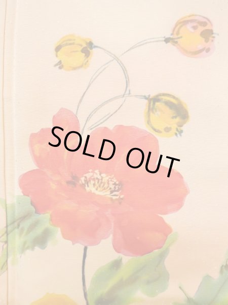 Photo7: M0328P Used Japanese womenPale Light Orange TSUKESAGE formal / Silk. Flower   (Grade C) (7)