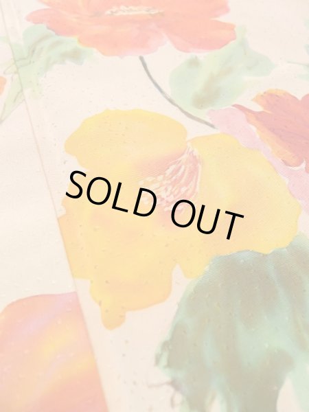 Photo9: M0328P Used Japanese womenPale Light Orange TSUKESAGE formal / Silk. Flower   (Grade C) (9)