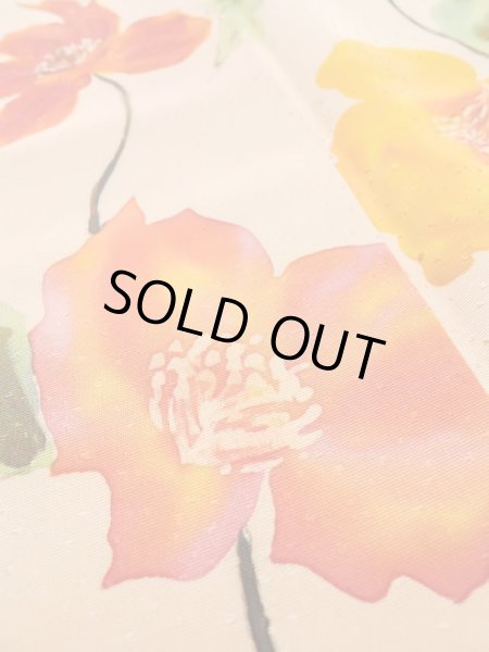 Photo10: M0328P Used Japanese womenPale Light Orange TSUKESAGE formal / Silk. Flower   (Grade C) (10)