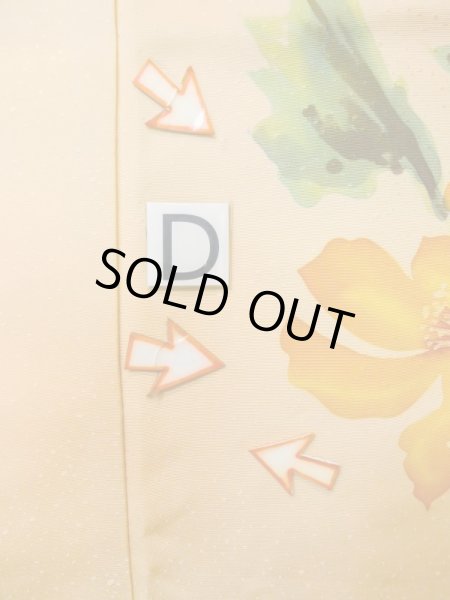 Photo18: M0328P Used Japanese womenPale Light Orange TSUKESAGE formal / Silk. Flower   (Grade C) (18)