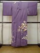 Photo3: M0328Q Used Japanese women  Purple HOUMONGI formal / Silk. Flower,   (Grade C) (3)