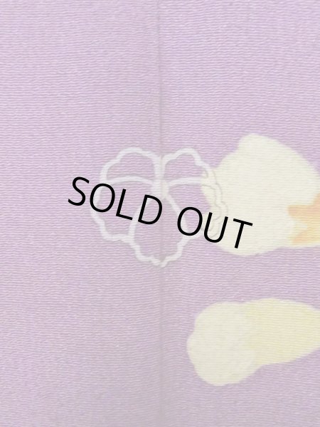 Photo4: M0328Q Used Japanese women  Purple HOUMONGI formal / Silk. Flower,   (Grade C) (4)