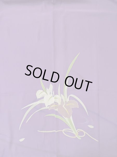 Photo6: M0328Q Used Japanese women  Purple HOUMONGI formal / Silk. Flower,   (Grade C) (6)
