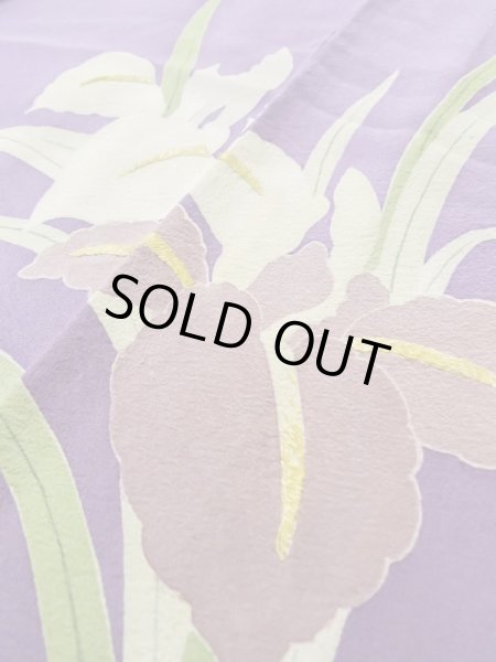 Photo12: M0328Q Used Japanese women  Purple HOUMONGI formal / Silk. Flower,   (Grade C) (12)