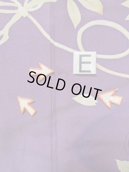 Photo19: M0328Q Used Japanese women  Purple HOUMONGI formal / Silk. Flower,   (Grade C) (19)