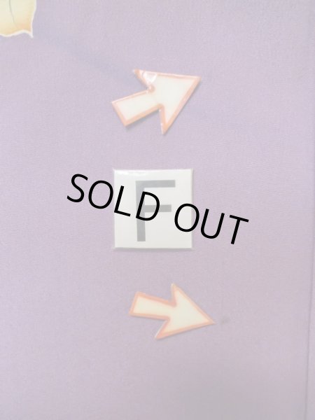 Photo20: M0328Q Used Japanese women  Purple HOUMONGI formal / Silk. Flower,   (Grade C) (20)