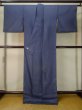 Photo3: M0328T Used Japanese women  Navy Blue Summer / Silk. KIKYO Japanese balloonflower, Right side: "SHA" silk gauze, Lining: "RO" silk gauze, Dragonfly motif  (Grade C) (3)