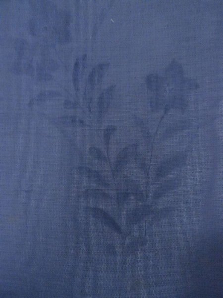 Photo8: M0328T Used Japanese women  Navy Blue Summer / Silk. KIKYO Japanese balloonflower, Right side: "SHA" silk gauze, Lining: "RO" silk gauze, Dragonfly motif  (Grade C) (8)
