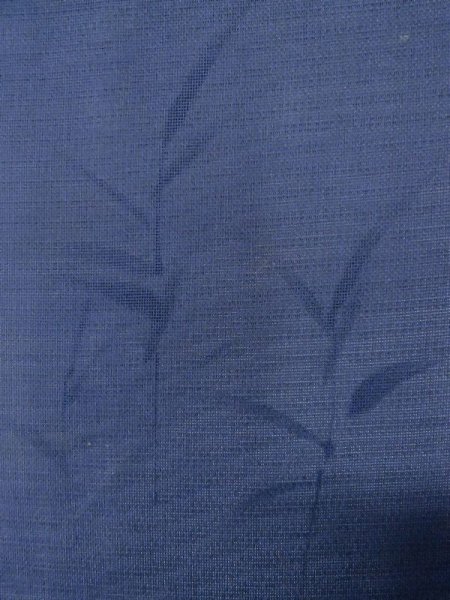 Photo9: M0328T Used Japanese women  Navy Blue Summer / Silk. KIKYO Japanese balloonflower, Right side: "SHA" silk gauze, Lining: "RO" silk gauze, Dragonfly motif  (Grade C) (9)