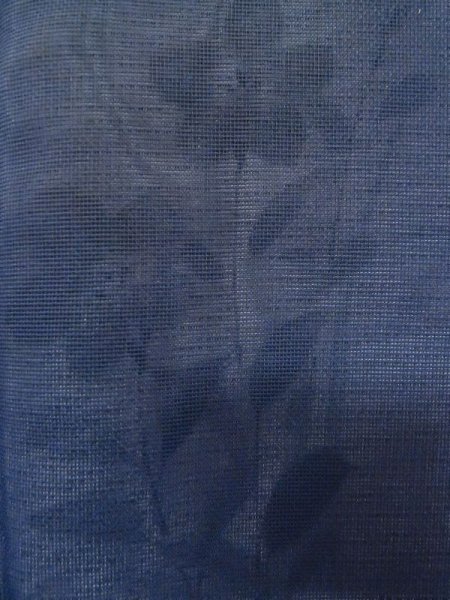 Photo10: M0328T Used Japanese women  Navy Blue Summer / Silk. KIKYO Japanese balloonflower, Right side: "SHA" silk gauze, Lining: "RO" silk gauze, Dragonfly motif  (Grade C) (10)
