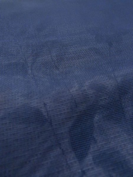 Photo11: M0328T Used Japanese women  Navy Blue Summer / Silk. KIKYO Japanese balloonflower, Right side: "SHA" silk gauze, Lining: "RO" silk gauze, Dragonfly motif  (Grade C) (11)