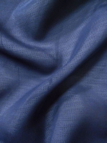 Photo15: M0328T Used Japanese women  Navy Blue Summer / Silk. KIKYO Japanese balloonflower, Right side: "SHA" silk gauze, Lining: "RO" silk gauze, Dragonfly motif  (Grade C) (15)