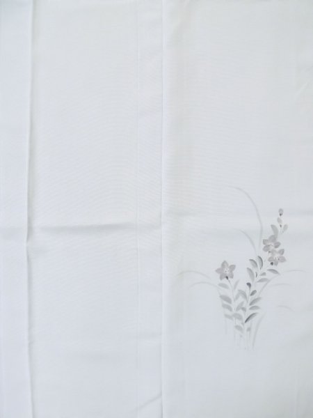 Photo16: M0328T Used Japanese women  Navy Blue Summer / Silk. KIKYO Japanese balloonflower, Right side: "SHA" silk gauze, Lining: "RO" silk gauze, Dragonfly motif  (Grade C) (16)