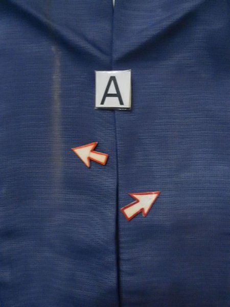 Photo27: M0328T Used Japanese women  Navy Blue Summer / Silk. KIKYO Japanese balloonflower, Right side: "SHA" silk gauze, Lining: "RO" silk gauze, Dragonfly motif  (Grade C) (27)