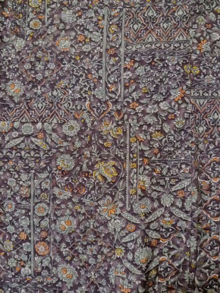 Photo6: M0328V Used Japanese women Pale Dark Green KOMON dyed / Silk. Chinz pattern   (Grade A) (6)