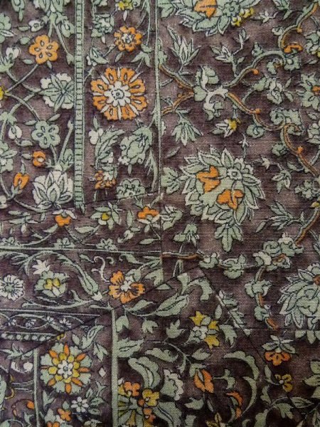 Photo7: M0328V Used Japanese women Pale Dark Green KOMON dyed / Silk. Chinz pattern   (Grade A) (7)
