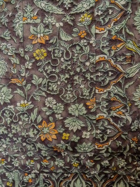 Photo8: M0328V Used Japanese women Pale Dark Green KOMON dyed / Silk. Chinz pattern   (Grade A) (8)