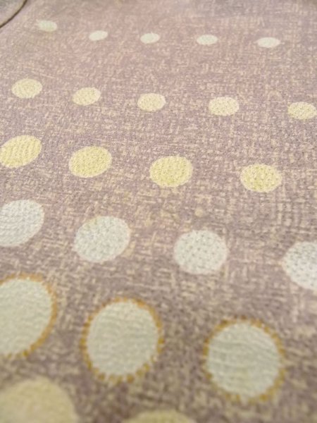 Photo9: M0328W Used Japanese womenPale Grayish Purple TSUKESAGE formal / Silk. Circle   (Grade D) (9)
