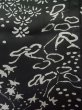 Photo7: M0328X Used Japanese women  Black OSHIMA TSUMGI pongee / Silk. Flower,   (Grade C) (7)