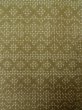 Photo6: M0328Y Used Japanese womenPale Dark Yellowish Green OSHIMA TSUMGI pongee / Silk. Geometrical pattern   (Grade C) (6)