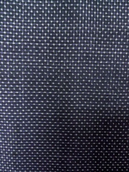 Photo5: M0328Z Used Japanese women  Navy Blue OSHIMA TSUMGI pongee / Silk. Cross   (Grade D) (5)