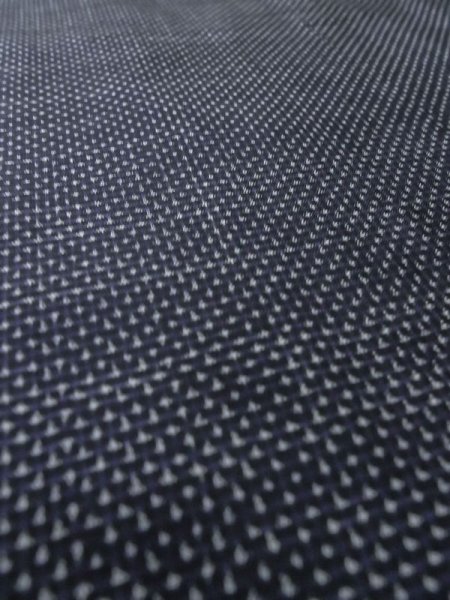 Photo7: M0328Z Used Japanese women  Navy Blue OSHIMA TSUMGI pongee / Silk. Cross   (Grade D) (7)