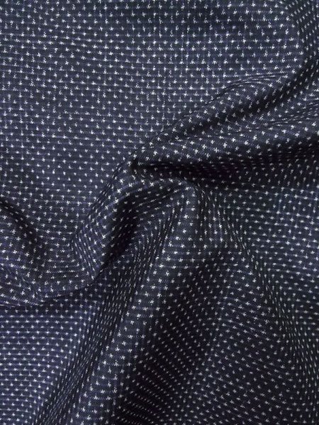 Photo10: M0328Z Used Japanese women  Navy Blue OSHIMA TSUMGI pongee / Silk. Cross   (Grade D) (10)