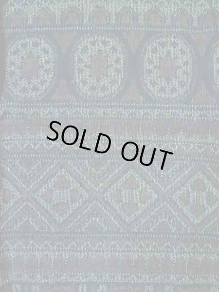 Photo4: M0329A Used Japanese women  Navy Blue TSUMUGI pongee / Silk. Geometrical pattern,   (Grade C) (4)