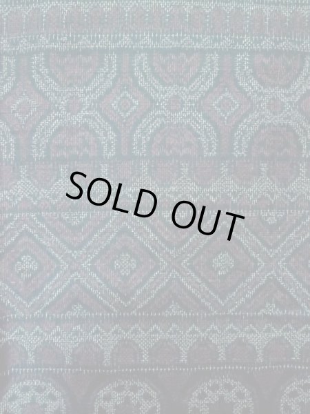 Photo5: M0329A Used Japanese women  Navy Blue TSUMUGI pongee / Silk. Geometrical pattern,   (Grade C) (5)