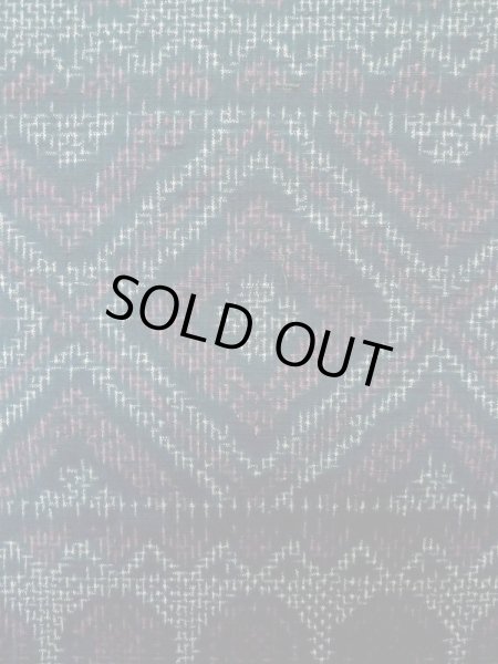 Photo6: M0329A Used Japanese women  Navy Blue TSUMUGI pongee / Silk. Geometrical pattern,   (Grade C) (6)