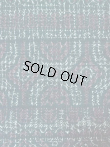 Photo8: M0329A Used Japanese women  Navy Blue TSUMUGI pongee / Silk. Geometrical pattern,   (Grade C) (8)