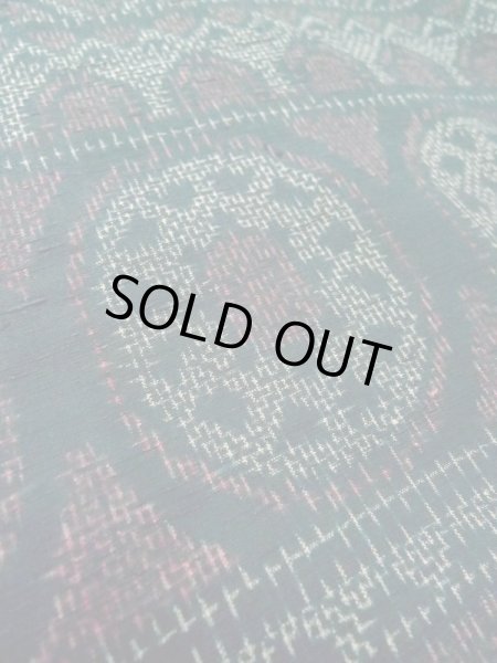 Photo10: M0329A Used Japanese women  Navy Blue TSUMUGI pongee / Silk. Geometrical pattern,   (Grade C) (10)