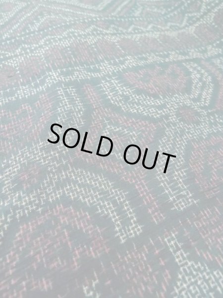 Photo11: M0329A Used Japanese women  Navy Blue TSUMUGI pongee / Silk. Geometrical pattern,   (Grade C) (11)