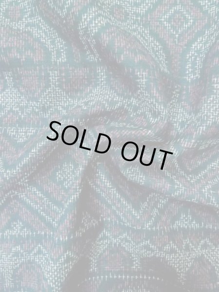 Photo12: M0329A Used Japanese women  Navy Blue TSUMUGI pongee / Silk. Geometrical pattern,   (Grade C) (12)