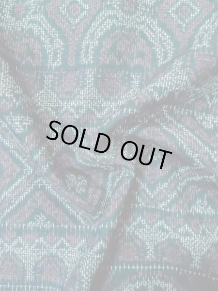 Photo13: M0329A Used Japanese women  Navy Blue TSUMUGI pongee / Silk. Geometrical pattern,   (Grade C) (13)