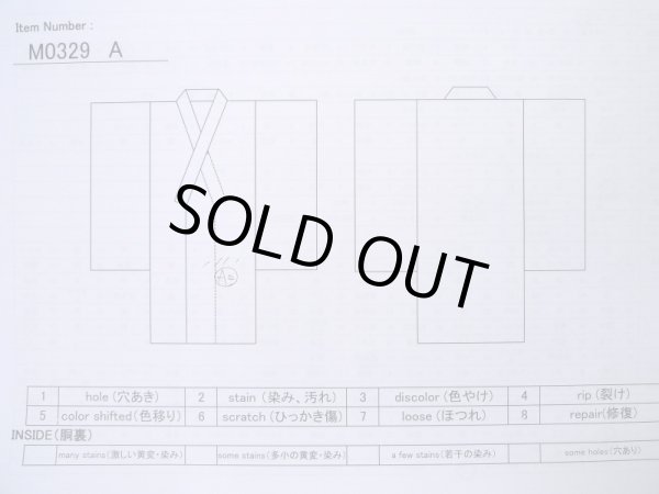 Photo14: M0329A Used Japanese women  Navy Blue TSUMUGI pongee / Silk. Geometrical pattern,   (Grade C) (14)