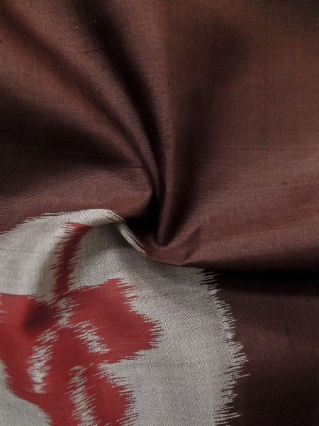 Photo9: M0329C Used Japanese women  Brown HAORI short jacket / Silk. Tree,   (Grade B) (9)