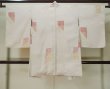 Photo1: M0329D Used Japanese women  Ivory HAORI short jacket / Silk. Flower,   (Grade C) (1)