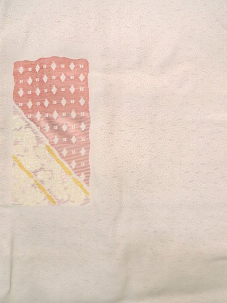 Photo4: M0329D Used Japanese women  Ivory HAORI short jacket / Silk. Flower,   (Grade C) (4)