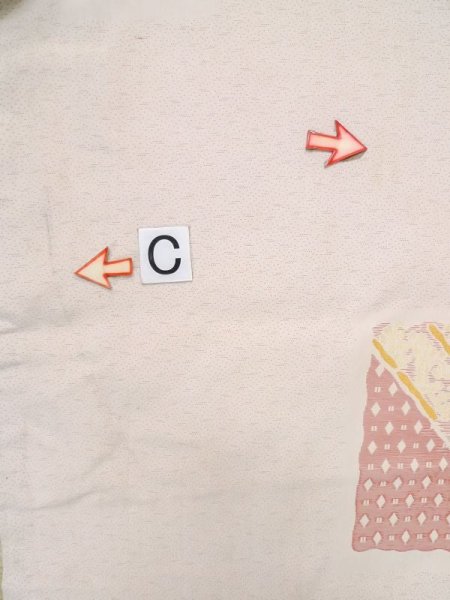 Photo15: M0329D Used Japanese women  Ivory HAORI short jacket / Silk. Flower,   (Grade C) (15)