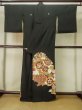 Photo2: M0330A Used Japanese women  Black TOMESODE formal / Silk. Peony,   (Grade B) (2)