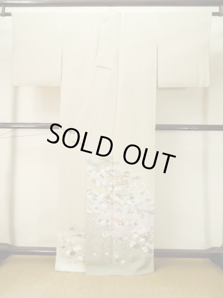 Photo2: M0330B Used Japanese women  Beige TSUKESAGE formal / Silk. Peony,   (Grade B) (2)