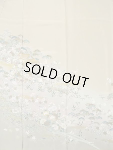 Photo4: M0330B Used Japanese women  Beige TSUKESAGE formal / Silk. Peony,   (Grade B) (4)