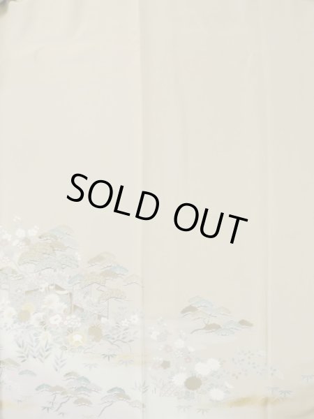 Photo5: M0330B Used Japanese women  Beige TSUKESAGE formal / Silk. Peony,   (Grade B) (5)