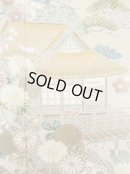 Photo6: M0330B Used Japanese women  Beige TSUKESAGE formal / Silk. Peony,   (Grade B) (6)