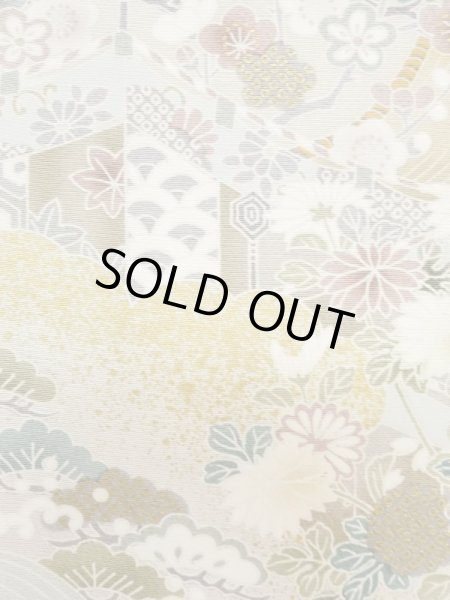 Photo8: M0330B Used Japanese women  Beige TSUKESAGE formal / Silk. Peony,   (Grade B) (8)