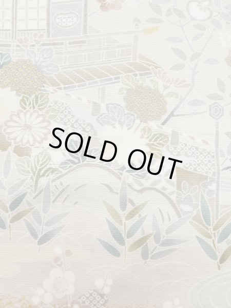 Photo9: M0330B Used Japanese women  Beige TSUKESAGE formal / Silk. Peony,   (Grade B) (9)